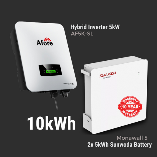 Afore 5kW Hybrid & 10 kWh Sunwoda Monawall 5 Bundle