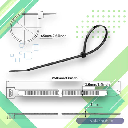 Ties Black / Zip Ties / Nylon Wrap ( Bag with 100 )