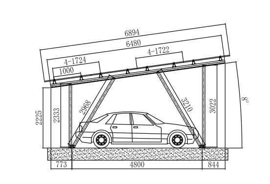 Water Tight Solar PV - Carport Design for 15 or 20 Panels